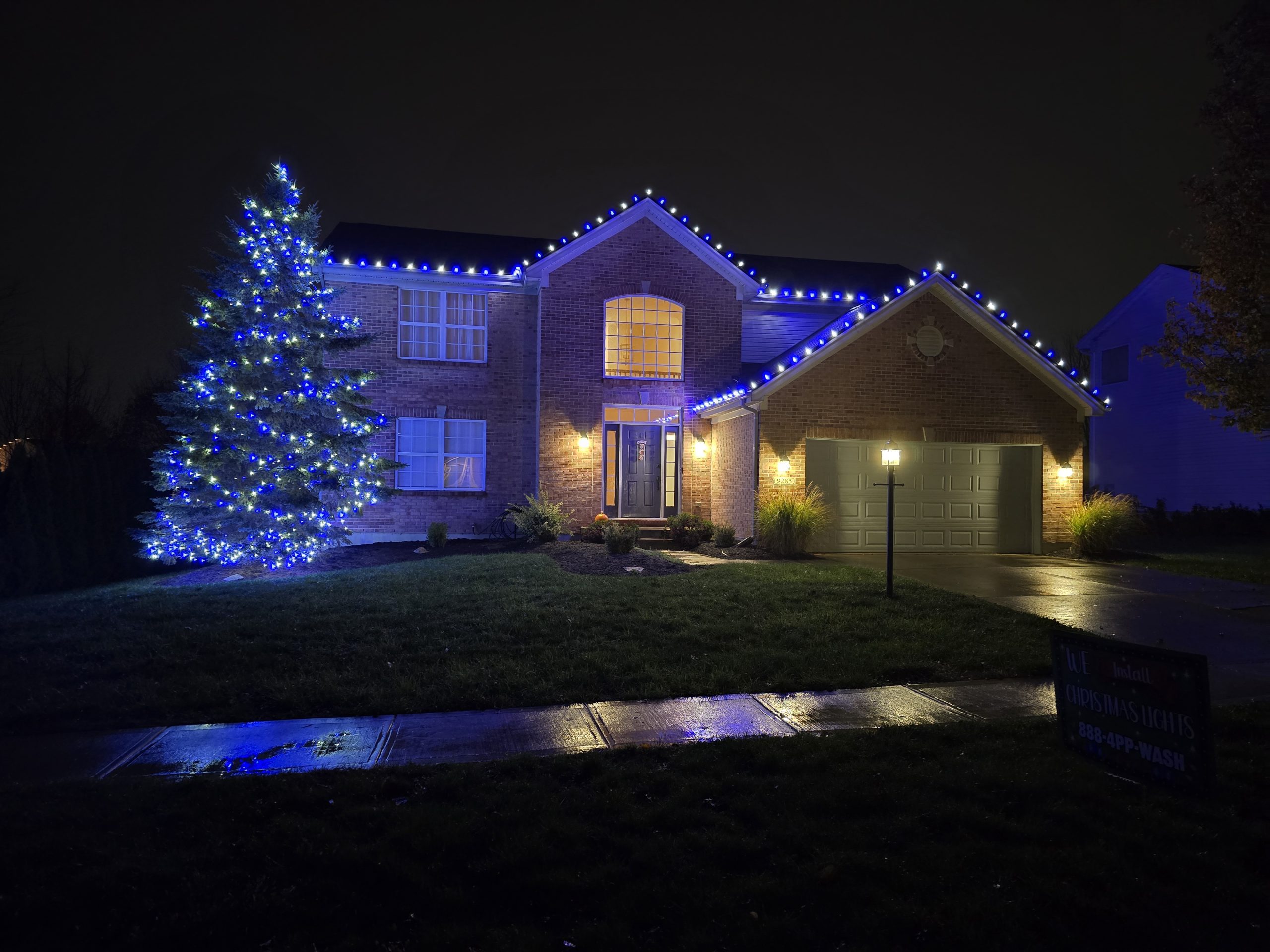 Actual Christmas lights installation - matching design rendering 2