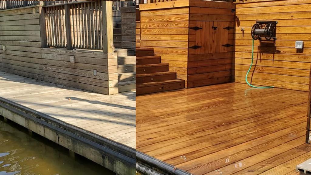 Before and after professional deck cleaning in Ohio