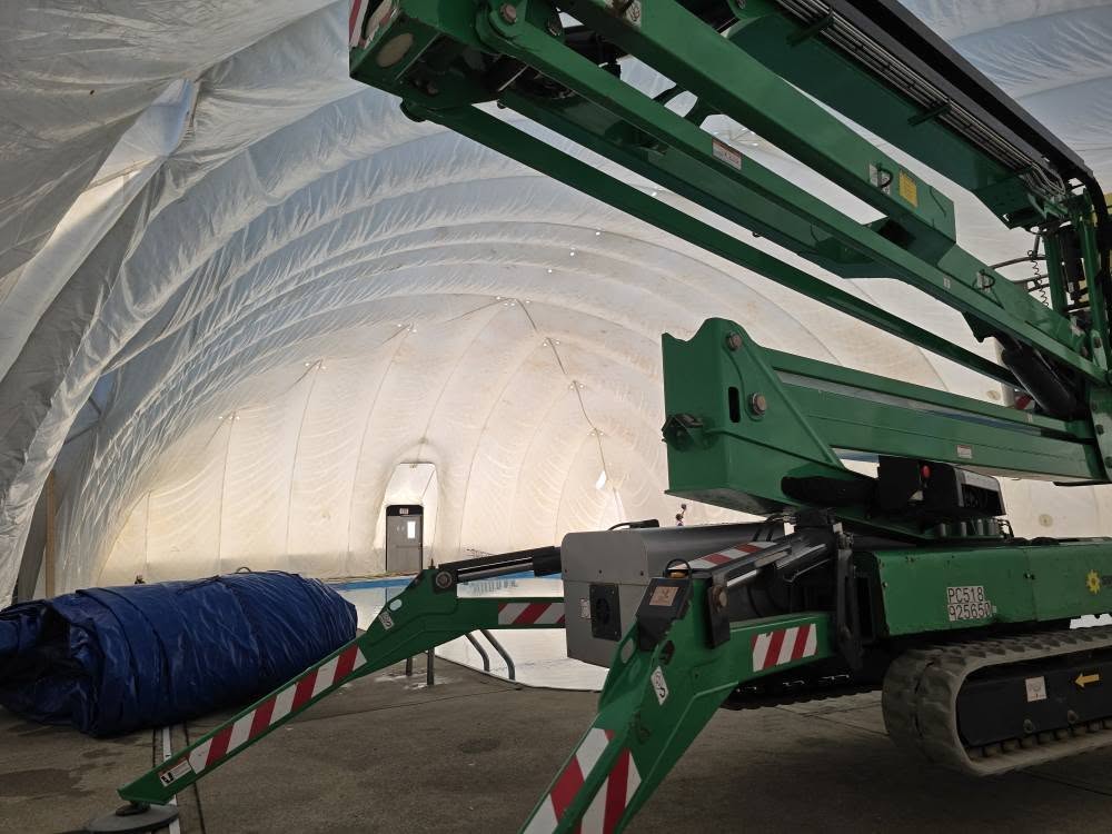 Dome cleaning in Warwick, RI — Action — Cinematic lift view