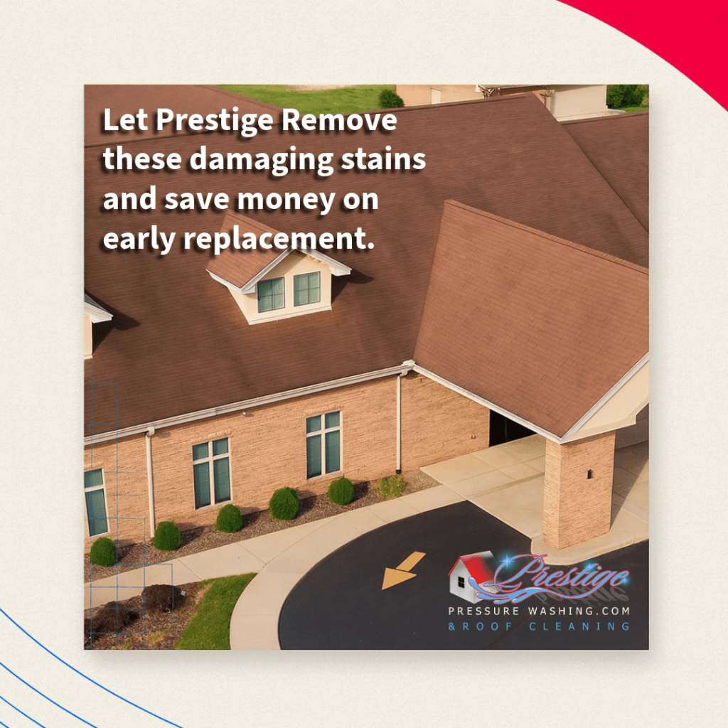 Prestige Pressure Washing restored a Dayton church roof with ARMA-recommended soft-wash cleaning, saving over $40,000 in replacement costs.