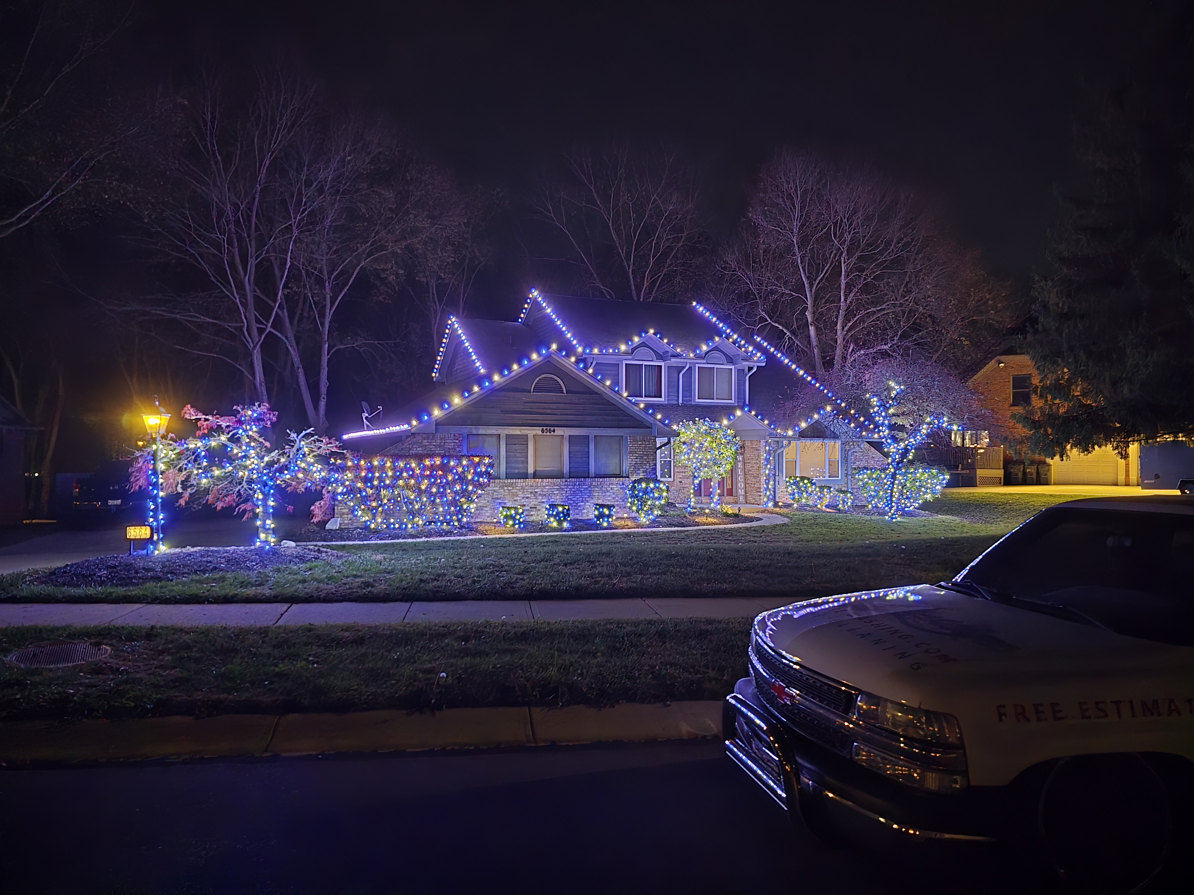 Christmas lighting install - corner lot home