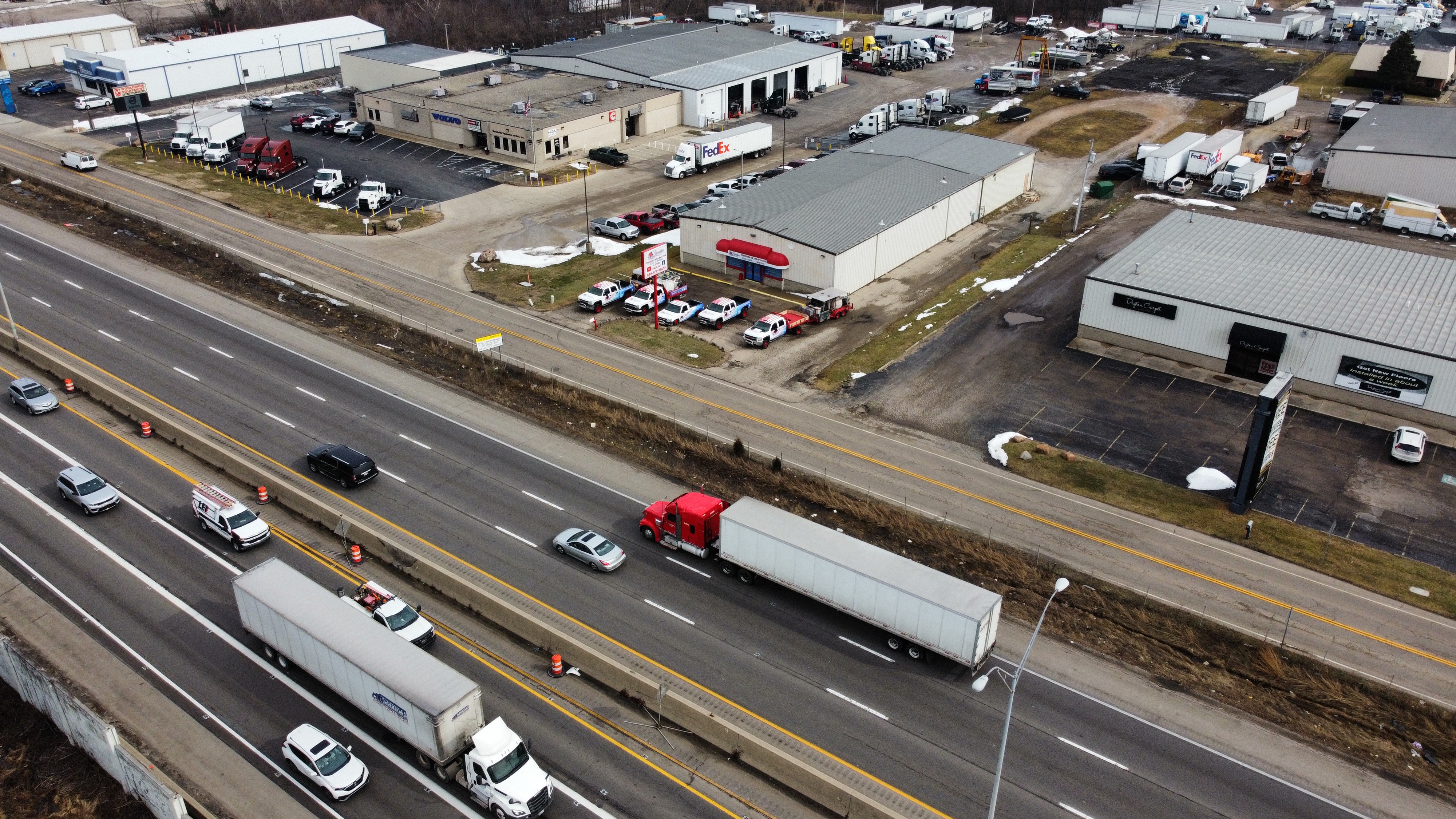 Aerial view of a Dayton area property exterior cleaned by Prestige Pressure Washing